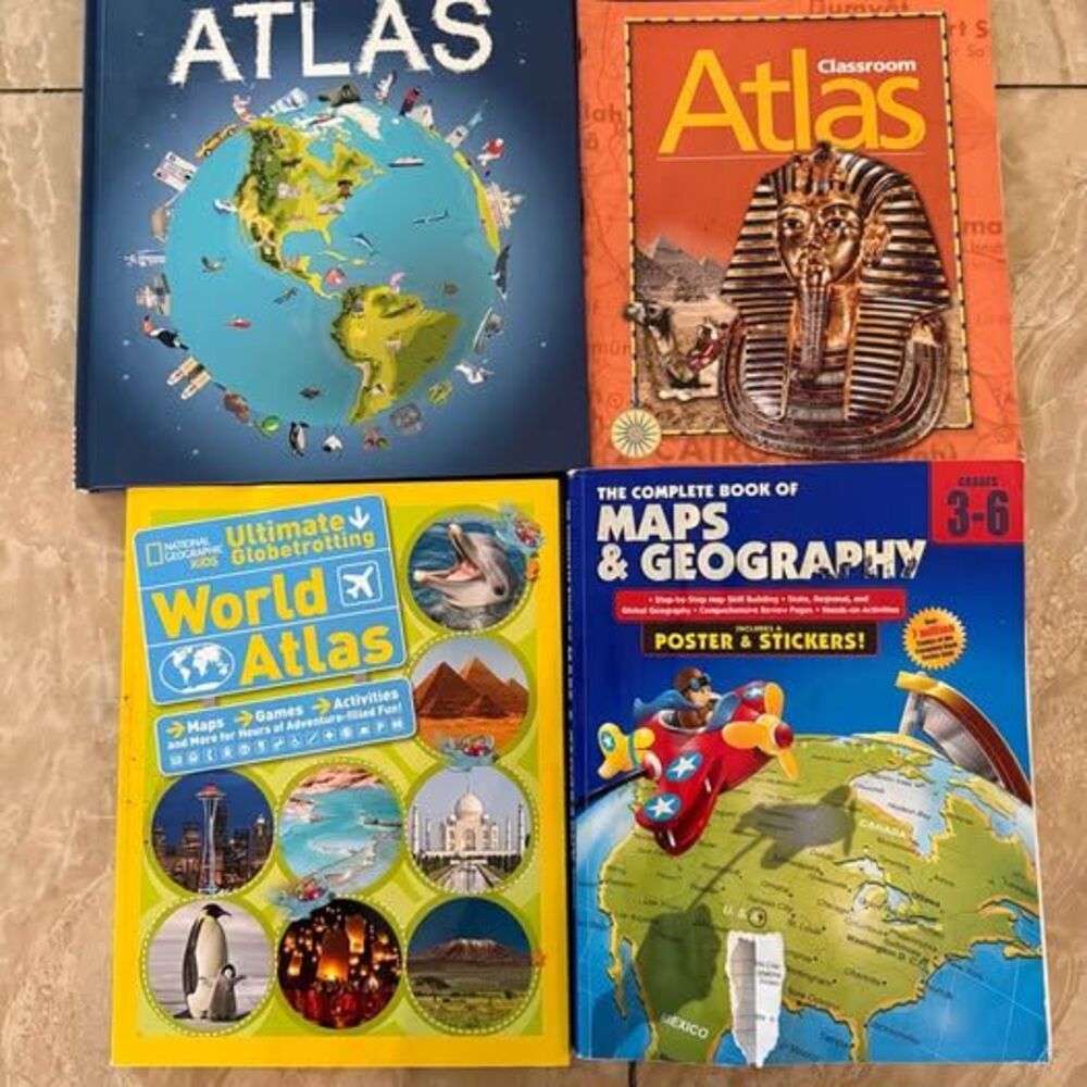 Kids Atlas & Geography Bundle (4 Books) – Maps, World Atlas, Geograph
